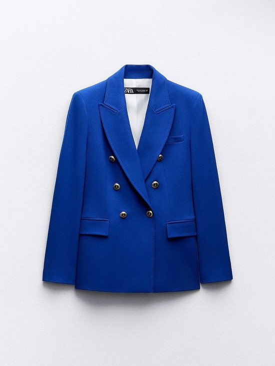 Zara Jackets & Blazers - Zara Women's Double-Breasted Royal Blue Blazer